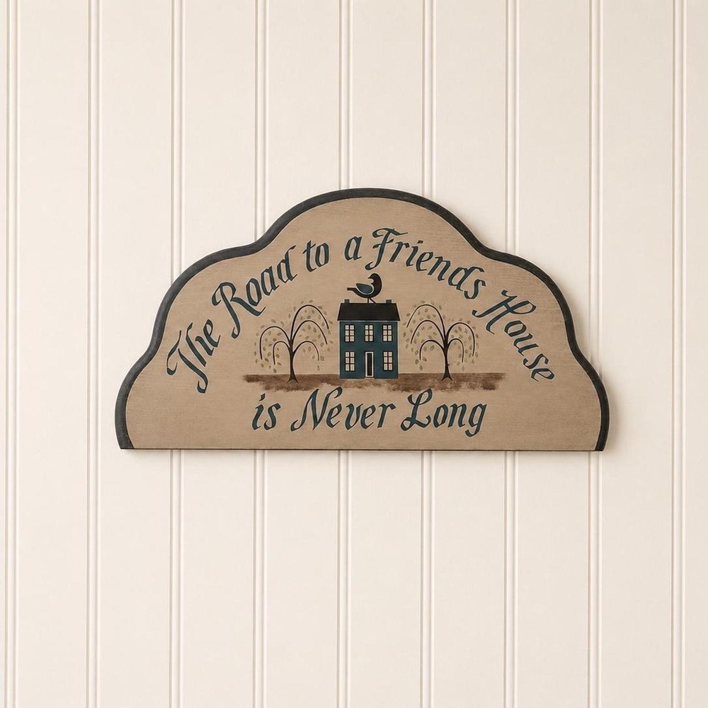 Vintage Hand-Painted Wooden Friendship Sign